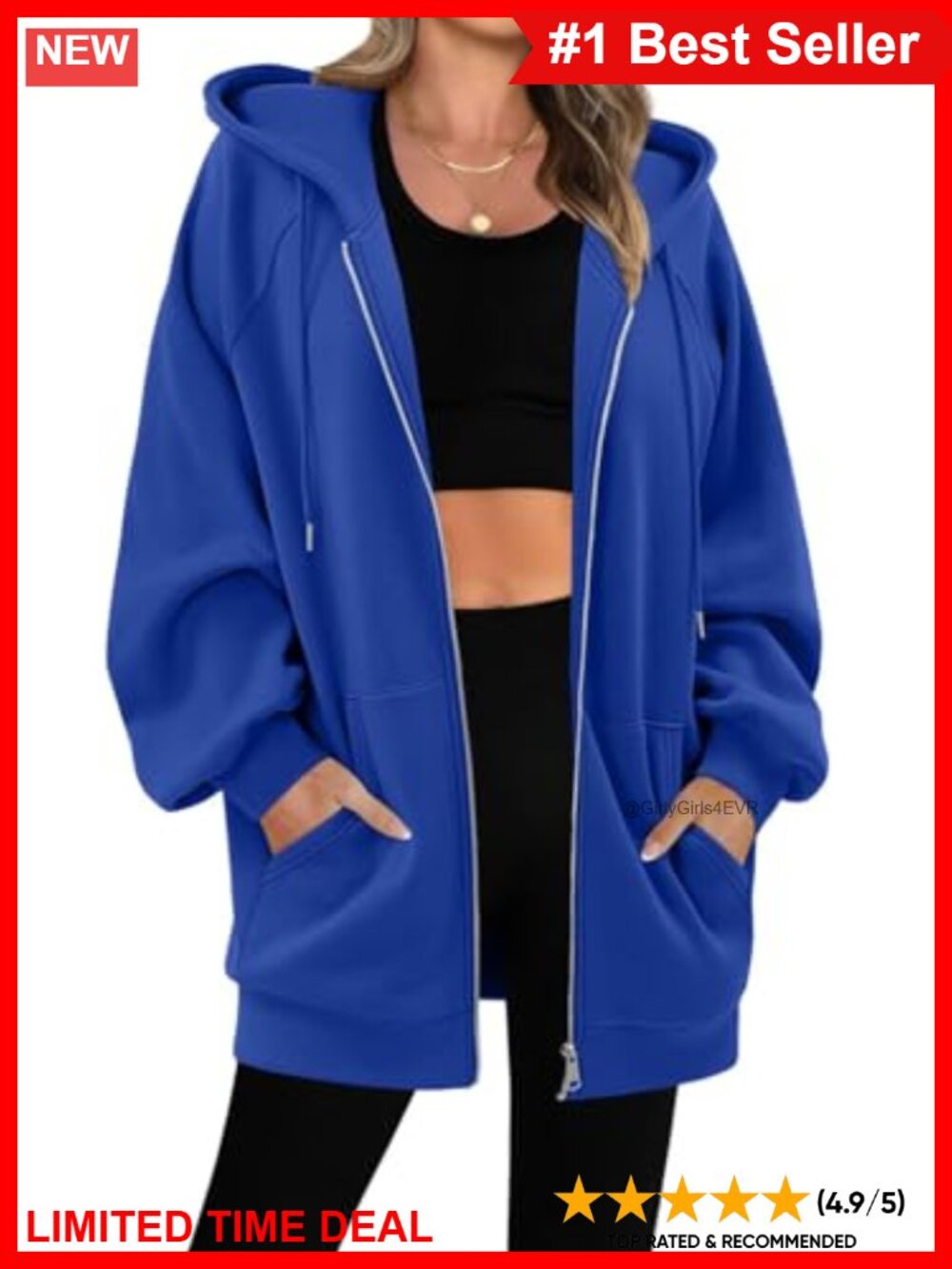 Oversized Fleece Zip Up Hoodie Long Sleeve Casual Sweatshirt with Pockets
